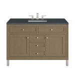 Chicago 48IN Single Vanity Walnut Whisper w/ 3 CM Charcoal Soapstone Silestone Top