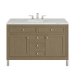 Chicago 48IN Single Vanity Walnut Whisper w/ 3 CM Ethereal Noctis Silestone Top