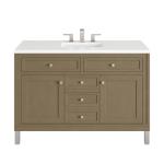 Chicago 48IN Single Vanity Walnut Whisper w/ 3 CM White Zeus Silestone Top