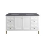 Chicago 60IN Double Vanity Glossy White w/ 3 CM Charcoal Soapstone Silestone Top