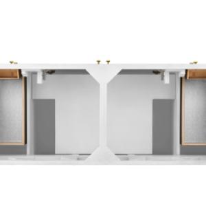Chicago 60IN Double Vanity Glossy White w/ 3 CM Eternal Jasmine Pearl Silestone Top