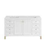 Chicago 60IN Double Vanity Glossy White w/ 3 CM White Zeus Silestone Top