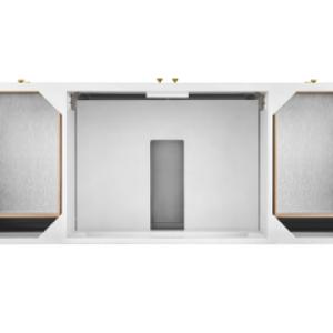 Chicago 60IN Single Vanity Glossy White w/ Single Hole 3CM White Zeus Silestone Top & Backsplash