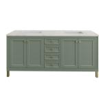 Chicago 72IN Double Vanity Smokey Celadon w/ 3 CM Eternal Jasmine Pearl Silestone Top