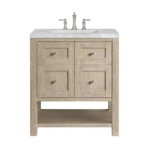 Breckenridge 30IN Single Vanity Whitewashed Oak w/ 3 CM Victorian Silver Silestone Top