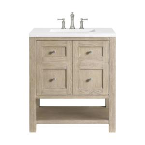 Breckenridge 30IN Single Vanity Whitewashed Oak w/ 3 CM White Zeus Silestone Top