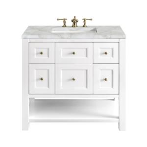 Breckenridge 36IN Single Vanity Bright White w/ 3 CM Victorian Silver Top