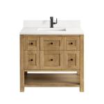 Breckenridge 36IN Single Vanity Light Natural Oak w/ Single Hole 3 CM White Zeus Top & Backsplash