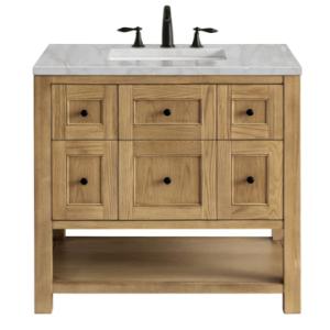 Breckenridge 36IN Single Vanity Light Natural Oak w/ 3 CM Victorian Silver Top