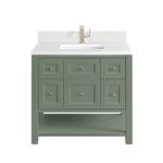Breckenridge 36IN Single Vanity Smokey Celadon w/ Single Hole 3 CM White Zeus Top & Backsplash