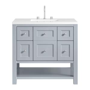 Breckenridge 36IN Single Vanity Serenity Blue w/ 3 CM White Zeus Quartz Top