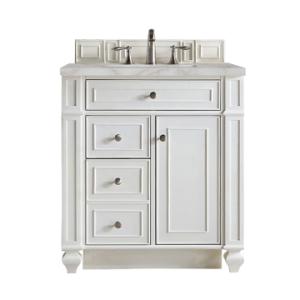 Bristol 30IN Single Vanity Bright White w/ 3 CM Victorian Silver Silestone Top