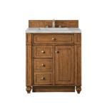 Bristol 30IN Single Vanity Saddle Brown w/ 3 CM Victorian Silver Silestone Top