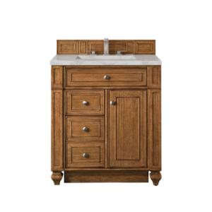 Bristol 30IN Single Vanity Saddle Brown w/ 3 CM Victorian Silver Silestone Top