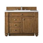 Bristol 30IN Single Vanity Saddle Brown w/ 3 CM White Zeus Silestone Top
