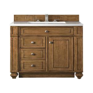 Bristol 30IN Single Vanity Saddle Brown w/ 3 CM White Zeus Silestone Top