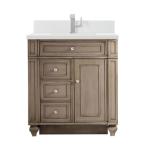 Bristol 30IN Single Vanity Whitewashed Walnut w/ Single Hole 3 CM White Zeus Silestone Top & Backsplash