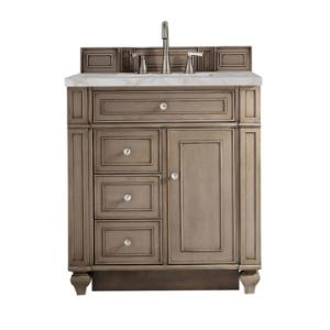 Bristol 30IN Single Vanity Whitewashed Walnut w/ 3 CM Victorian Silver Silestone Top
