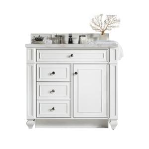 Bristol 36IN Single Vanity Bright White w/ 3 CM Victorian Silver Silestone Top