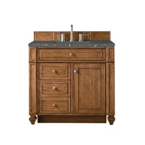 Bristol 36IN Single Vanity Saddle Brown w/ 3 CM Parisien Bleu Silestone Top