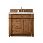 Bristol 36IN Single Vanity Saddle Brown w/ 3 CM Victorian Silver Silestone Top