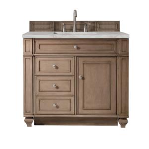 Bristol 36IN Single Vanity Whitewashed Walnut w/ 3 CM Victorian Silver Silestone Top