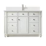 Bristol 48IN Single Vanity Bright White w/ Single Hole 3 CM White Zeus Silestone Top & Backsplash