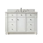 Bristol 48IN Single Vanity Bright White w/ 3 CM Victorian Silver Silestone Top