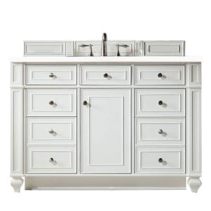 Bristol 48IN Single Vanity Bright White w/ 3 CM White Zeus Silestone Top