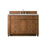 Bristol 48IN Single Vanity Saddle Brown w/ 3 CM Victorian Silver Silestone Top