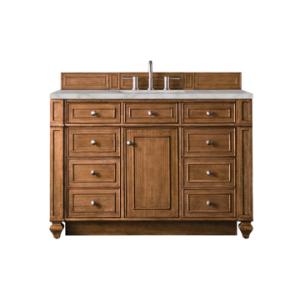 Bristol 48IN Single Vanity Saddle Brown w/ 3 CM Victorian Silver Silestone Top