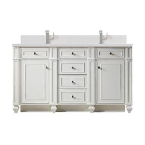 Bristol 60IN Double Vanity Bright White w/ Single Hole 3 CM White Zeus Silestone Top & Backsplash