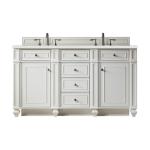 Bristol 60IN Double Vanity Bright White w/ 3 CM Lime Delight Silestone Top
