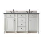 Bristol 60IN Double Vanity Bright White w/ 3 CM Parisien Bleu Silestone Top