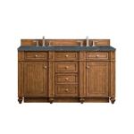 Bristol 60IN Double Vanity Saddle Brown w/ 3 CM Parisien Bleu Silestone Top