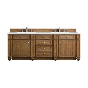Bristol 60IN Double Vanity Saddle Brown w/ 3 CM White Zeus Silestone Top