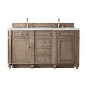 Bristol 60IN Double Vanity Whitewashed Walnut w/ 3 CM Lime Delight Silestone Top