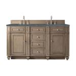 Bristol 60IN Double Vanity Whitewashed Walnut w/ 3 CM Parisien Bleu Silestone Top