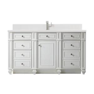 Bristol 60IN Single Vanity Bright White w/ Single Hole 3 CM White Zeus Silestone Top & Backsplash