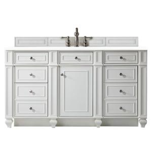 Bristol 60IN Single Vanity Bright White w/ 3 CM White Zeus Silestone Top
