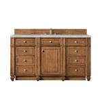 Bristol 60IN Single Vanity Saddle Brown w/ 3 CM Victorian Silver Silestone Top