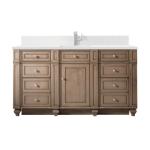 Bristol 60IN Single Vanity Whitewashed Walnut w/ Single Hole 3 CM White Zeus Silestone Top & Backsplash
