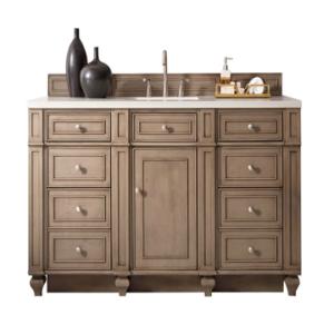 Bristol 60IN Single Vanity Whitewashed Walnut w/ 3 CM White Zeus Silestone Top
