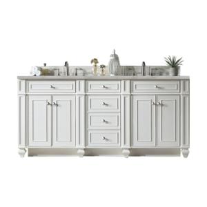 Bristol 72IN Double Vanity Bright White w/ 3 CM Victorian Silver Silestone Top