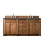 Bristol 72IN Double Vanity Saddle Brown w/ 3 CM Parisien Bleu Silestone Top