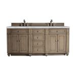 Bristol 72IN Double Vanity Whitewashed Walnut w/ 3 CM Victorian Silver Silestone Top