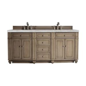 Bristol 72IN Double Vanity Whitewashed Walnut w/ 3 CM Victorian Silver Silestone Top