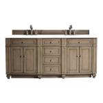 Bristol 72IN Double Vanity Whitewashed Walnut w/ 3 CM White Zeus Silestone Top