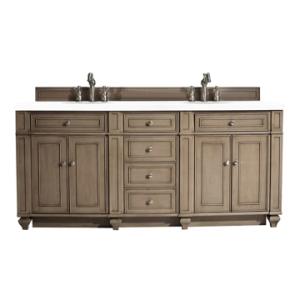 Bristol 72IN Double Vanity Whitewashed Walnut w/ 3 CM White Zeus Silestone Top