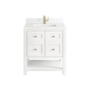 Breckenridge 30IN Single Vanity Bright White w/ Single Hole 3 CM White Zeus Top & Backsplash